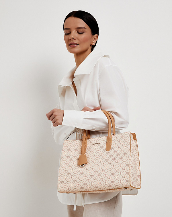 602-6104-601 Сумка женская и.кожа/текстиль молочн-беж, M, Mascotte