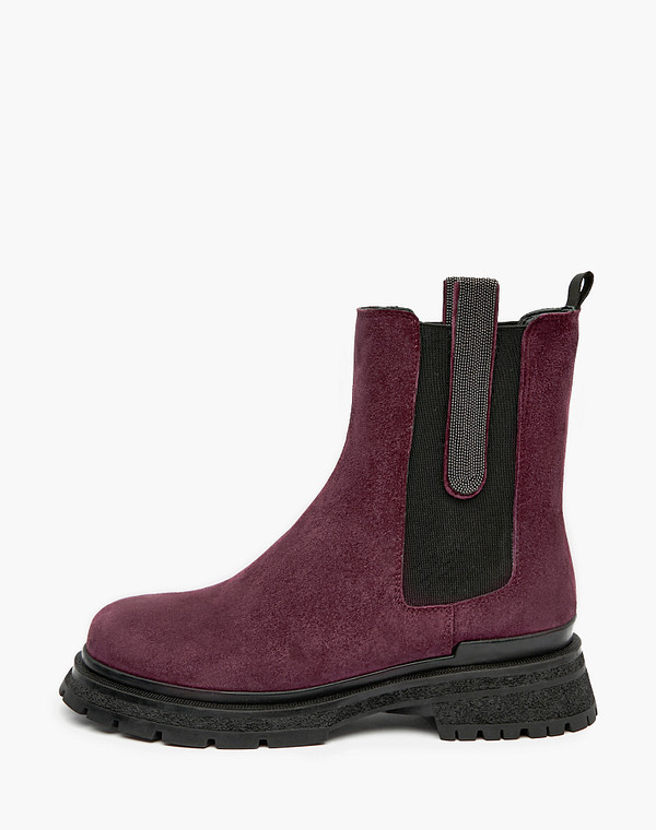 126-220922-3641M Ботинки женские велюр-резина/ворсин-нат.кожа бордо-черн, Mascotte