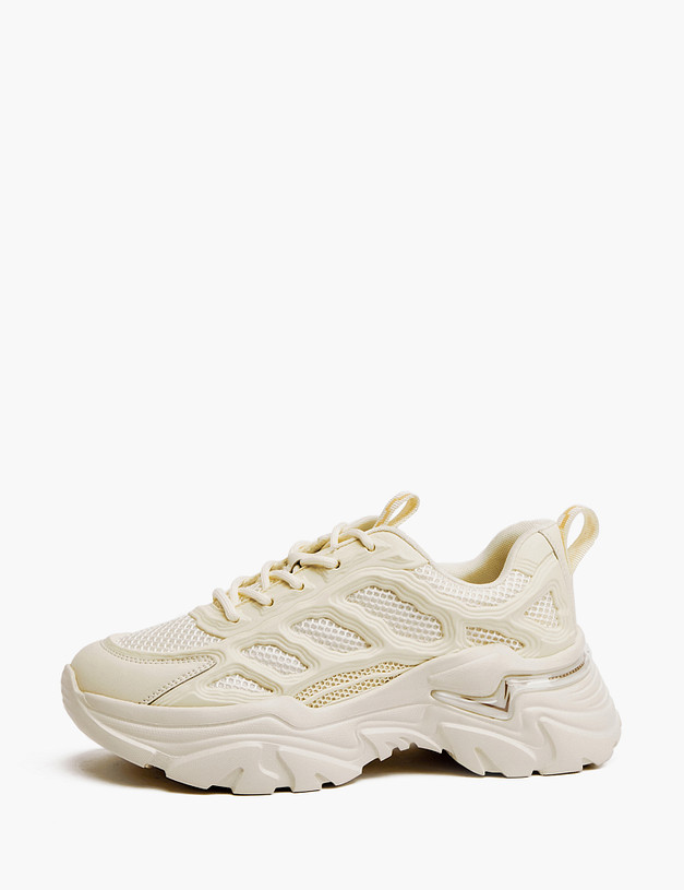 Молочные массивные женские кроссовки MASCOTTE 234-312321-0601 | ракурс 1