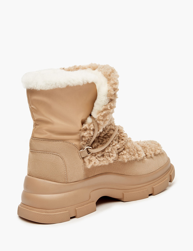Бежевые женские ботинки на меху MASCOTTE 233-3201938-0608 | ракурс 4 Бежевые женские ботинки на меху MASCOTTE 233-3201938-0608 | ракурс 4