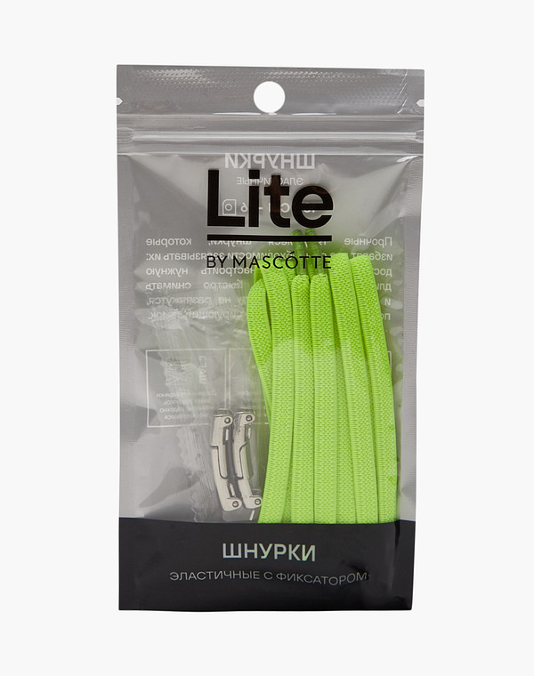 951-3201-2404 Шнурки эластичные с фиксатором зелен-бел, Mascotte Lite