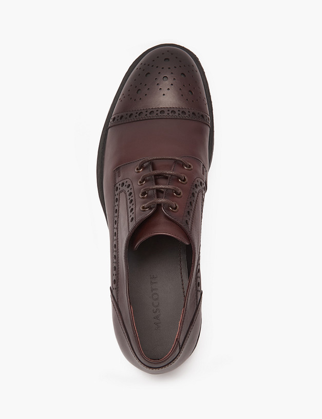 Коричневые кожаные мужские броги MASCOTTE 128-124711-0109 | ракурс 4