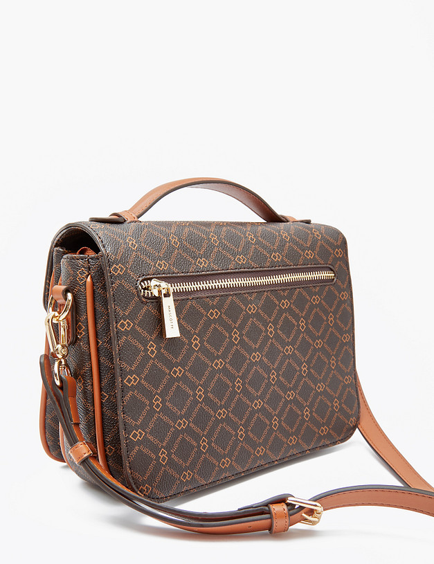 Коричневая женская сумка с фирменным принтом MASCOTTE 602-2205-609 | ракурс 3