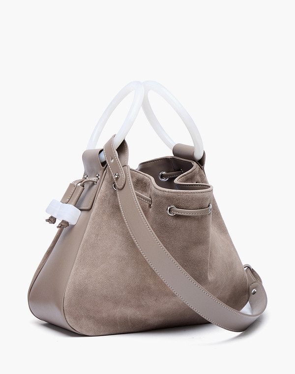 616-6102-210 Сумка женская велюр-и.кожа/и.кожа-текстиль серый, M, Mascotte