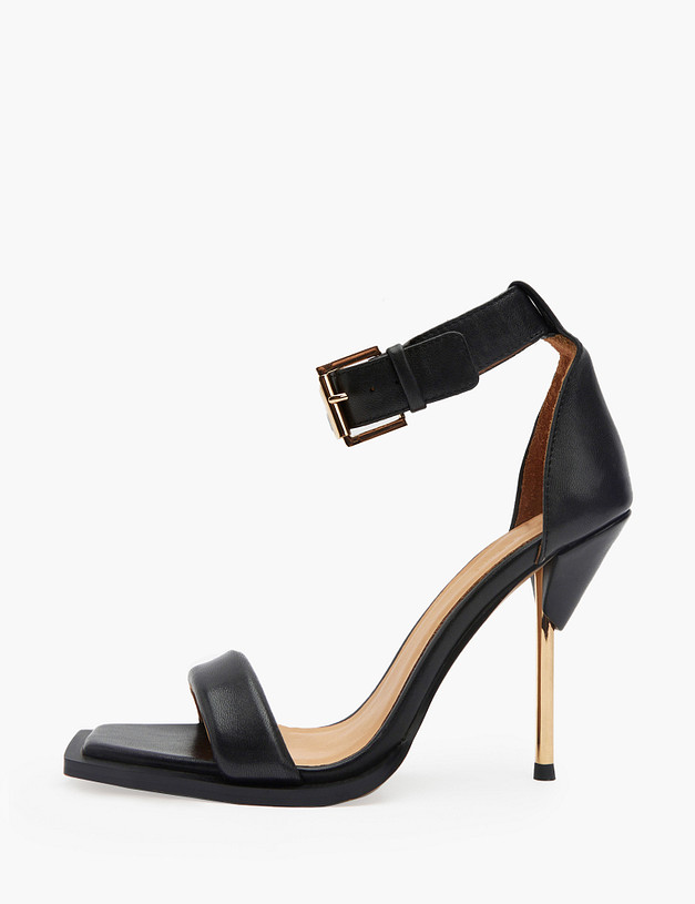 Черные кожаные босоножки на шпильке MASCOTTE 126-311811-3501M | ракурс 1