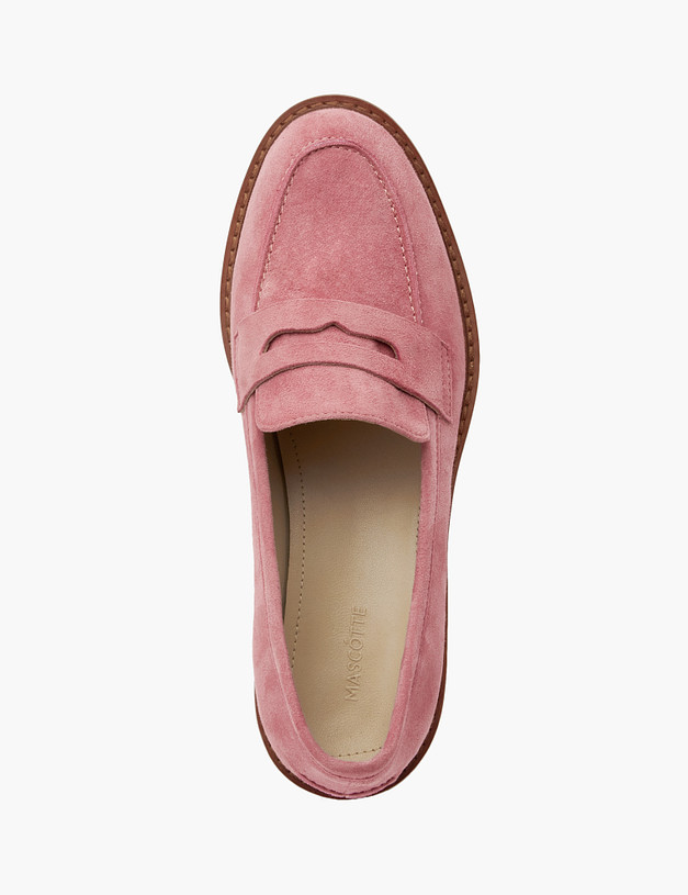 Розовые женские лоферы из велюра MASCOTTE 233-110711-4618M | ракурс 4