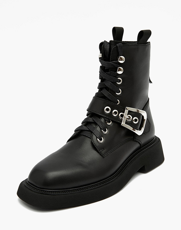 172-3201221-3100M Ботинки женские нат.кожа/ворсин-нат.кожа черн, Mascotte