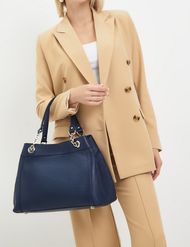 Синяя женская сумка из кожи MASCOTTE 660-2254-103 | ракурс 1