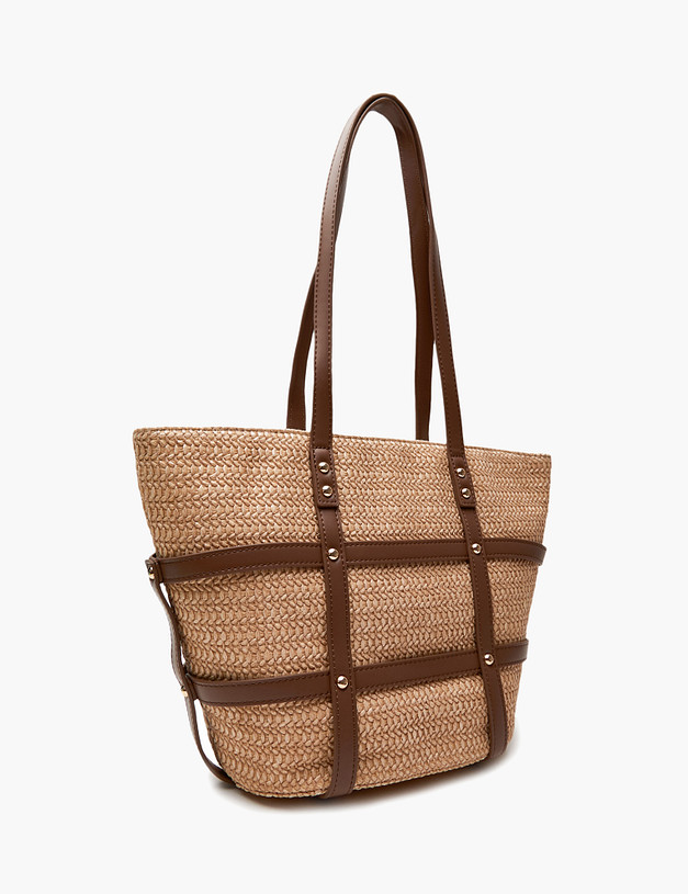 Бежевая женская сумка из соломки MASCOTTE 647-4116-0308 | ракурс 3 Бежевая женская сумка из соломки MASCOTTE 647-4116-0308 | ракурс 3