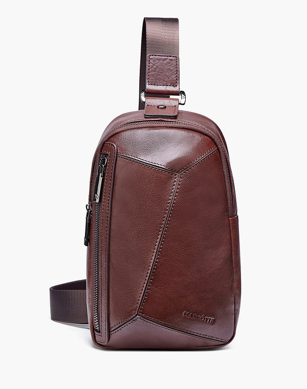 604-5121-109 Сумка мужская нат.кожа-и.кожа/текстиль корич, S, Mascotte