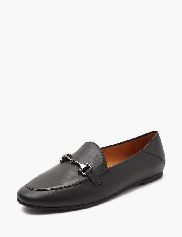 Черные женские лоферы из кожи MASCOTTE 172-4122112-8100M | ракурс 2