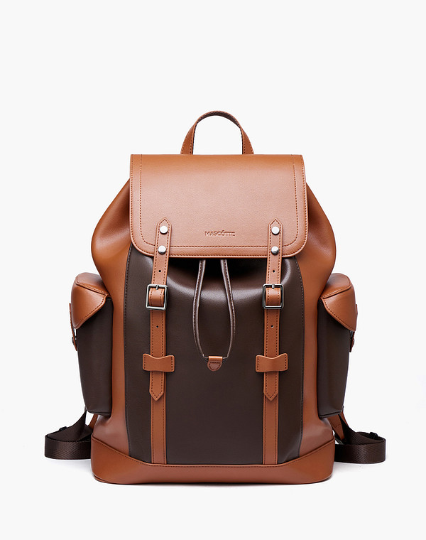 604-5137-609 Рюкзак мужской кож.спилок/текстиль рыж-корич, L, Mascotte