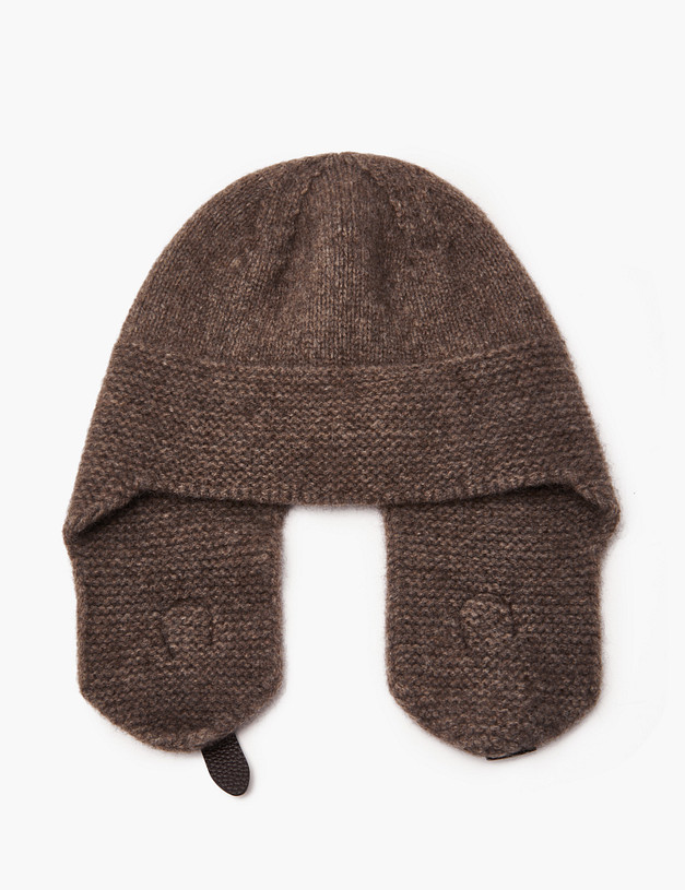 Темно-бежевая женская шерстяная шапка-ушанка MASCOTTE 998-4202-7509 | ракурс 2