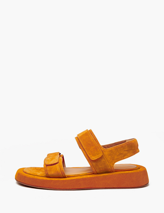 Оранжевые велюровые женские сандалии MASCOTTE 172-4121911-4641M | ракурс 1