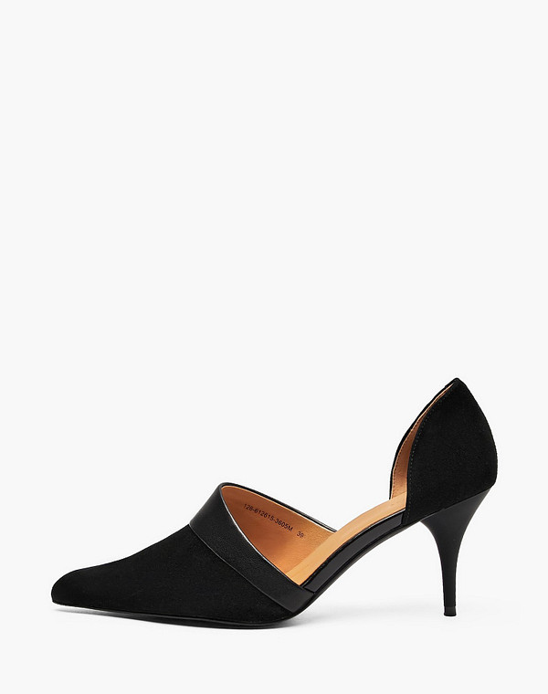 126-612615-3605M Туфли летние женские велюр-нат.кожа/нат.кожа черн, Mascotte