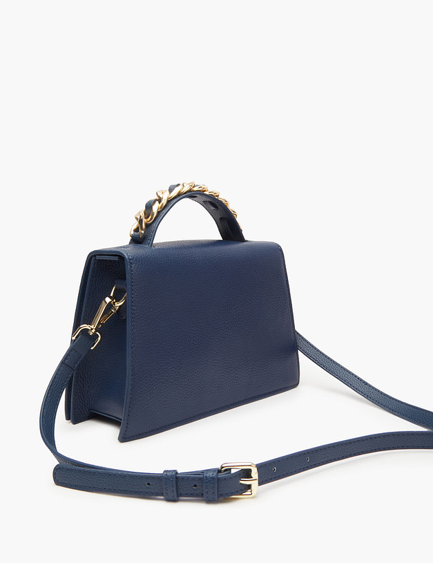 Синяя женская сумка с акцентной ручкой MASCOTTE 660-3124-103 | ракурс 4 Синяя женская сумка с акцентной ручкой MASCOTTE 660-3124-103 | ракурс 4