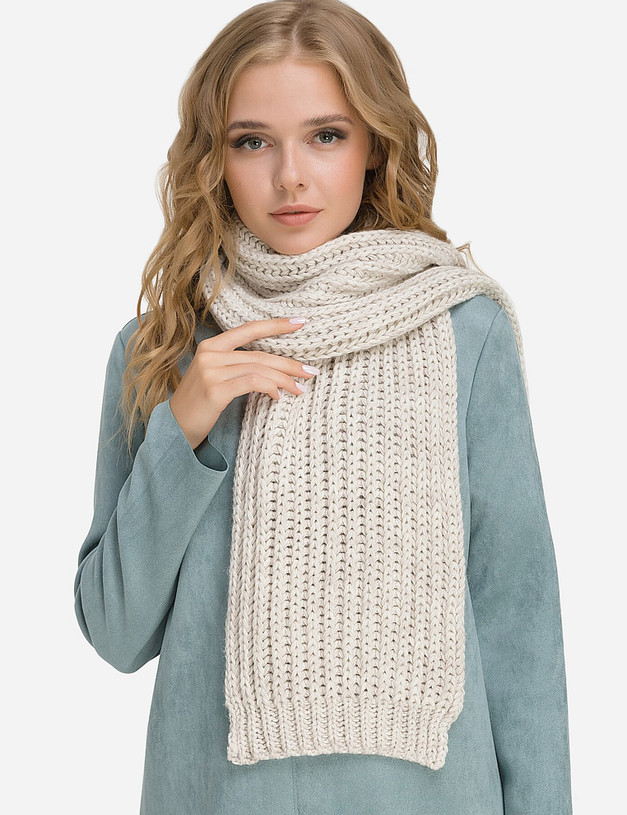 Молочный женский шарф MASCOTTE 781-0218-501 | ракурс 3