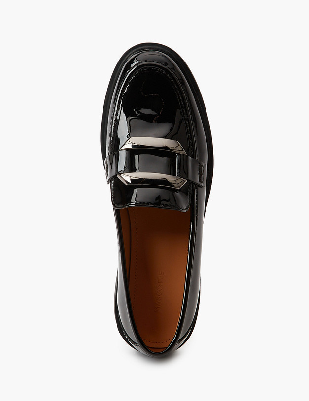 Черные лакированные  женские лоферы MASCOTTE 233-311411-3701M | ракурс 4