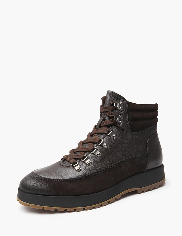 Коричневые мужские хайкеры из кожи и велюра MASCOTTE 22-421521-3188M | ракурс 3