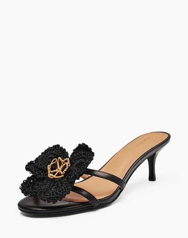 233-6102912-3501M Туфли летние женские нат.кожа-текстиль/нат.кожа черн, Mascotte