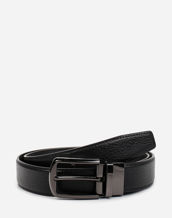 727-0215-102 Ремень муж. кож.спилок/нат.кожа черн, Mascotte