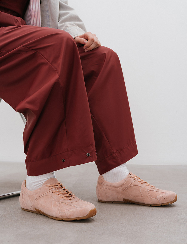 Розовые женские кроссовки из велюра и текстиля MASCOTTE 22-5161421-4673M | ракурс 2