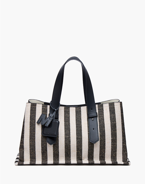 660-6132-221 Сумка женская текстиль-и.кожа/и.кожа черн/бел-черн, M, Mascotte