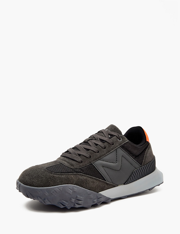 Серые мужские кроссовки из велюра MASCOTTE 189-321621-0210 | ракурс 2