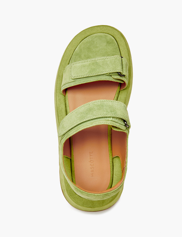 Зеленые велюровые женские сандалии MASCOTTE 172-4121911-4638M | ракурс 5