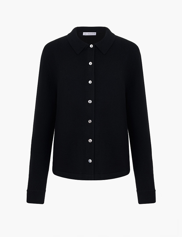 Черный женский кардиган из шерсти MASCOTTE 852-4224-502 | ракурс 7