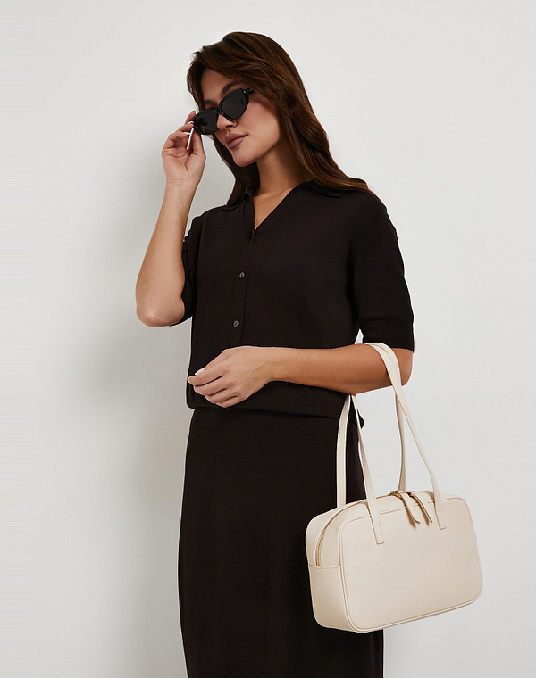 660-6102-101 Сумка женская нат.кожа-и.кожа/текстиль молочн, S, Mascotte