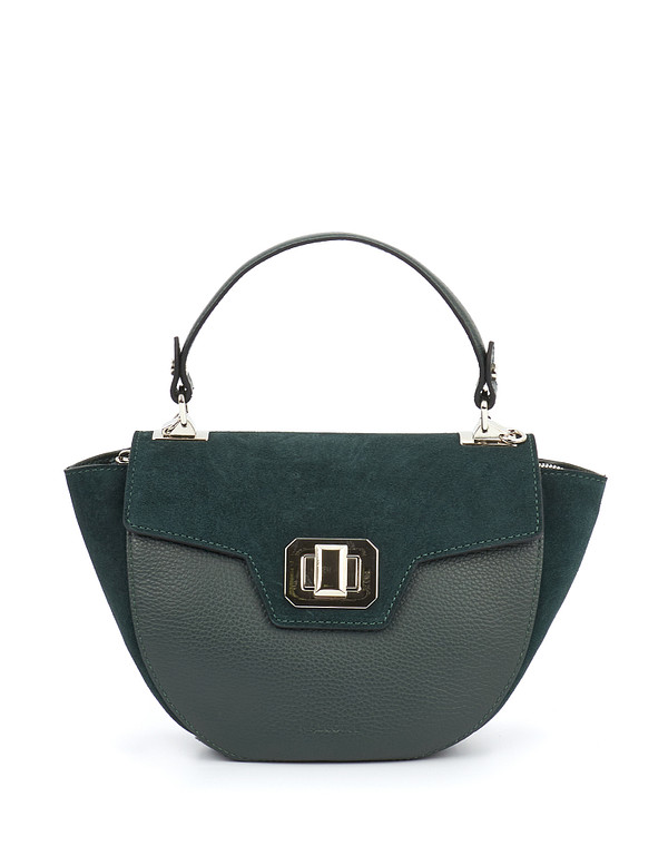 697-1218-104 Сумка женская нат.кожа-велюр/текстиль зелен, Mascotte