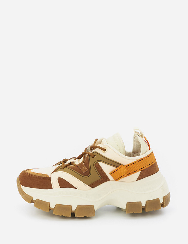 Белые женские кроссовки с рыжими акцентами MASCOTTE 64-110121-0209 | ракурс 2