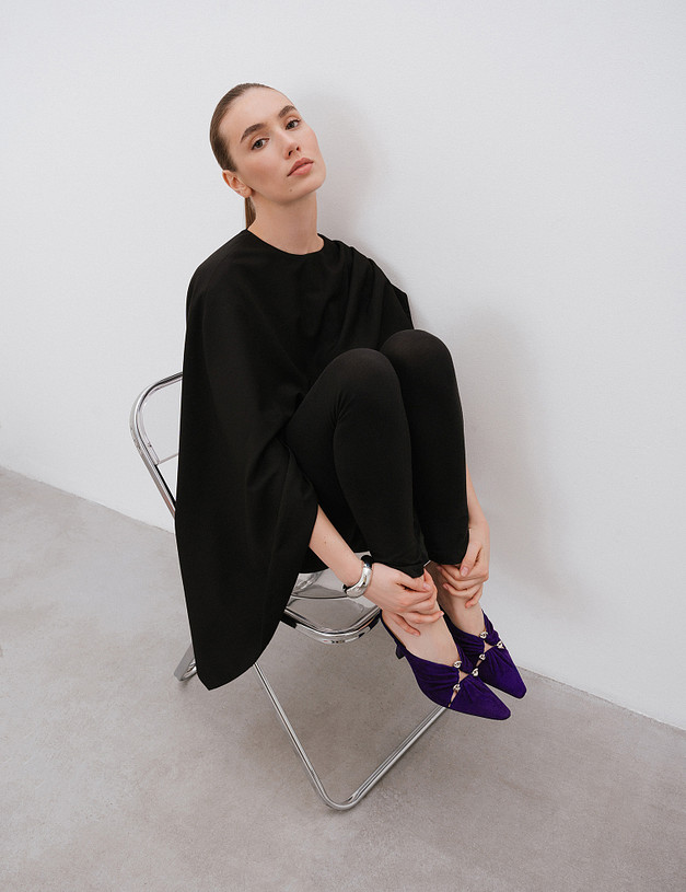 Темно-фиолетовые женские мюли на каблуке MASCOTTE 175-5163211-0603 | ракурс 2