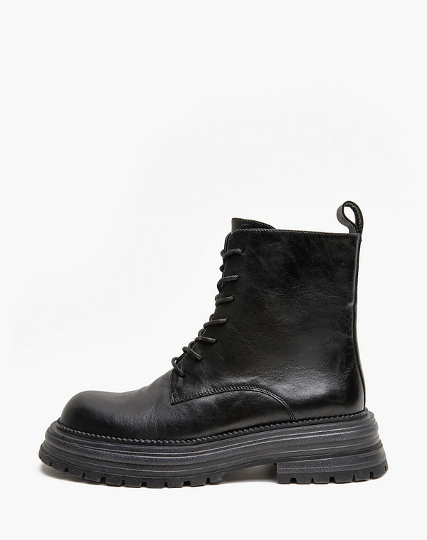 100-422821-0102 Ботинки женские нат.кожа/ворсин черн, Mascotte