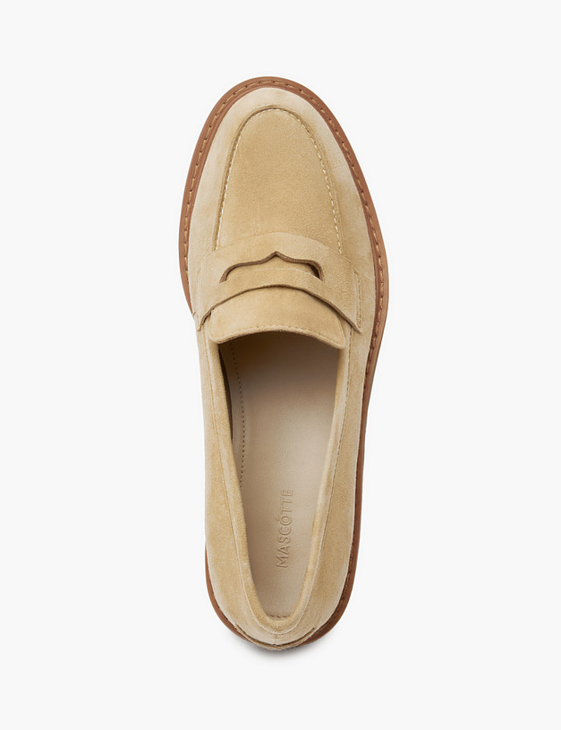 Бежевые велюровые женские лоферы MASCOTTE 233-110711-4625M | ракурс 4
