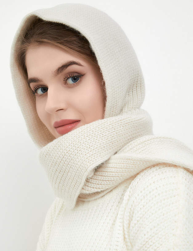 Бежевая женская шапка-шарф MASCOTTE 781-3228-7508 | ракурс 1