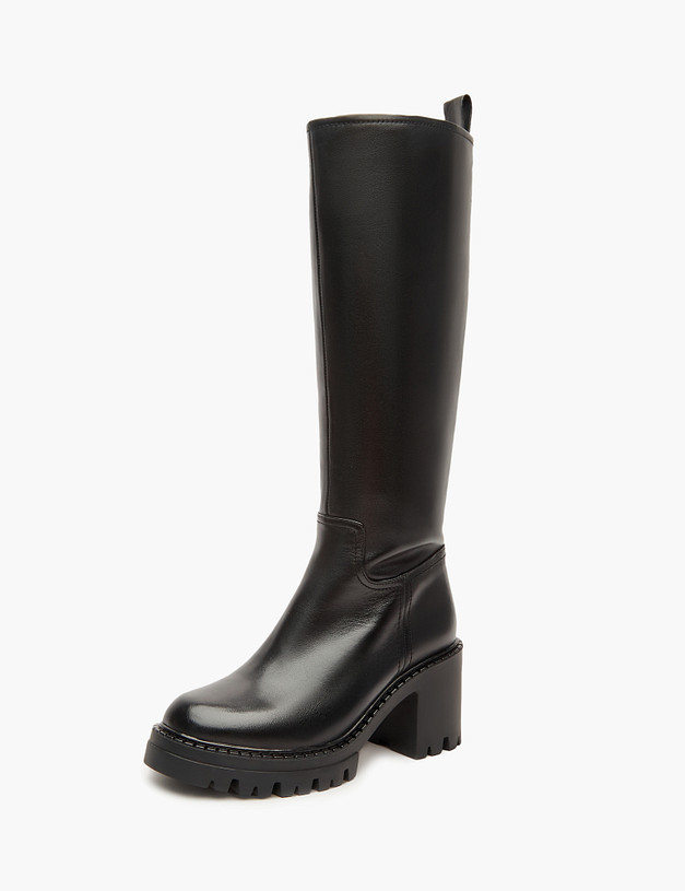 Черные женские зимние сапоги на устойчивом каблуке MASCOTTE 233-320531-3100M | ракурс 2