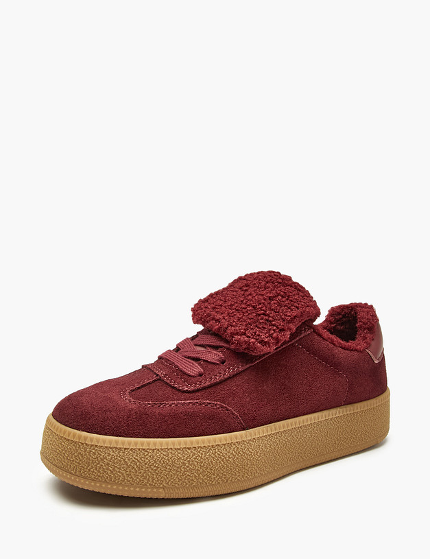 Бордовые женские кеды на меху MASCOTTE 234-525641-0205 | ракурс 4