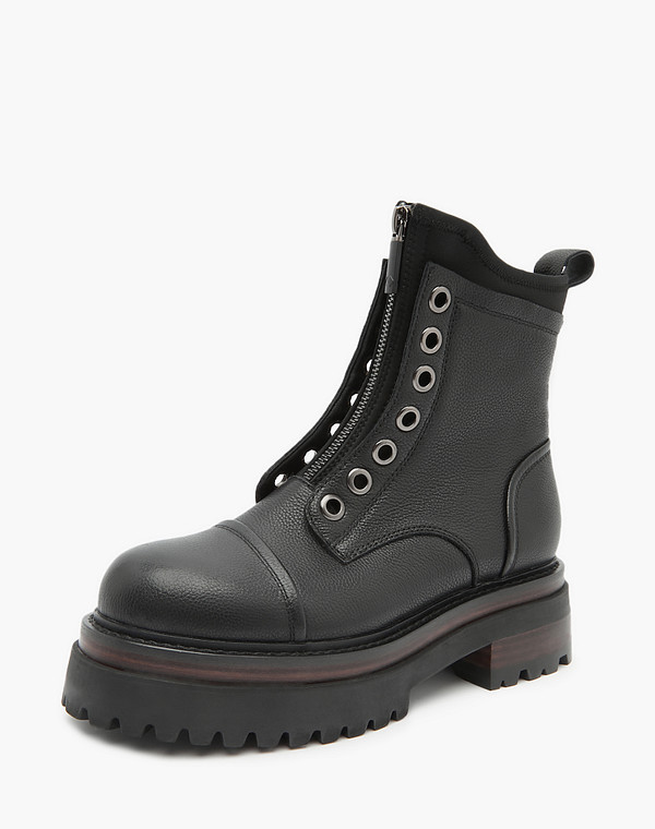 22-3200221-8116M Ботинки женские нат.кожа-текстиль/ворсин-нат.кожа черн, Mascotte