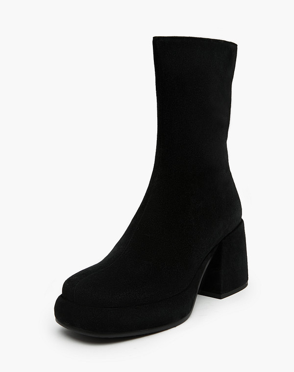 126-320321-3605M Ботинки женские велюр/ворсин-нат.кожа черн, Mascotte