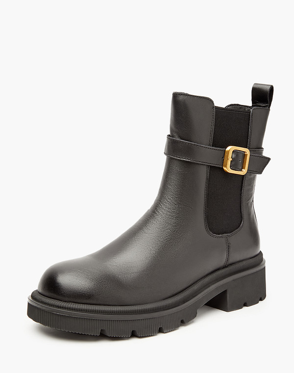 58-321421-7100M Ботинки женские нат.кожа-резина/ворсин-нат.кожа черн, Mascotte