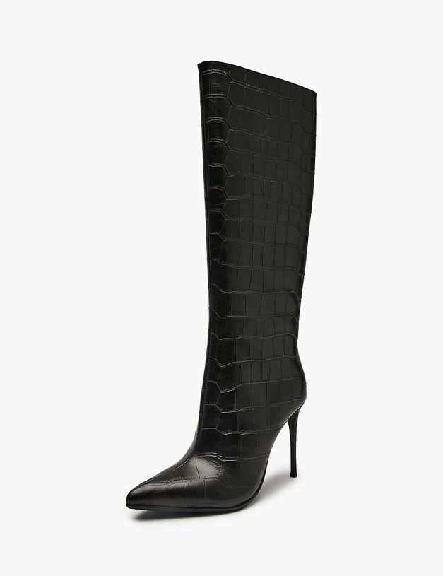 Черные женские сапоги с тиснением MASCOTTE 175-5281022-0102 | ракурс 2