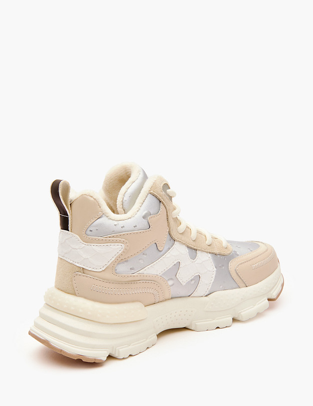 Бежевые высокие кроссовки для девочек MASCOTTE 234-320422-0601 | ракурс 5