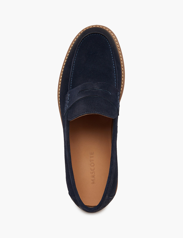 Синие мужские велюровые лоферы MASCOTTE 175-5130611-0203 | ракурс 6 Синие мужские велюровые лоферы MASCOTTE 175-5130611-0203 | ракурс 6