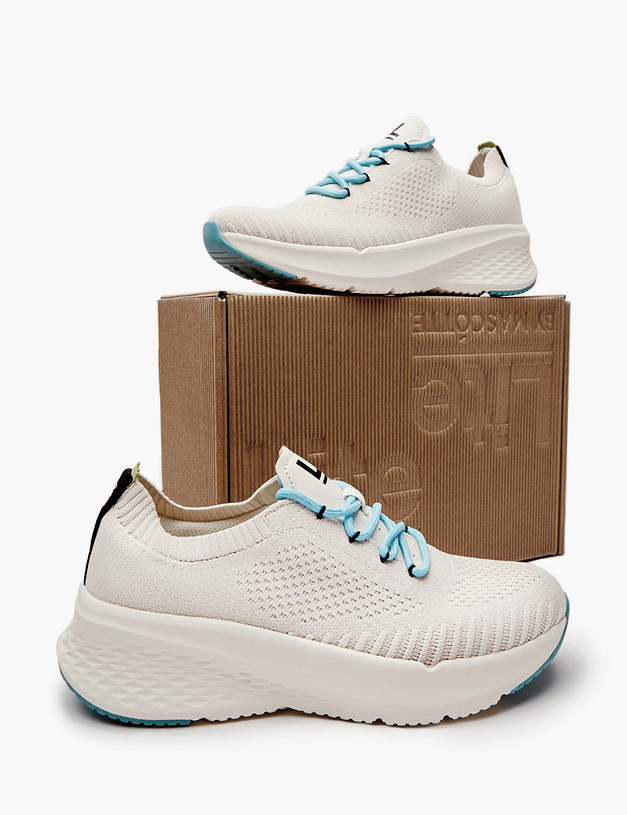 Молочные женские кроссовки из текстиля MASCOTTE 181-411621-0201 | ракурс 7