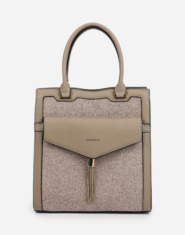 610-1204-608 Сумка женская и.кожа-текстиль/текстиль беж, M, Mascotte