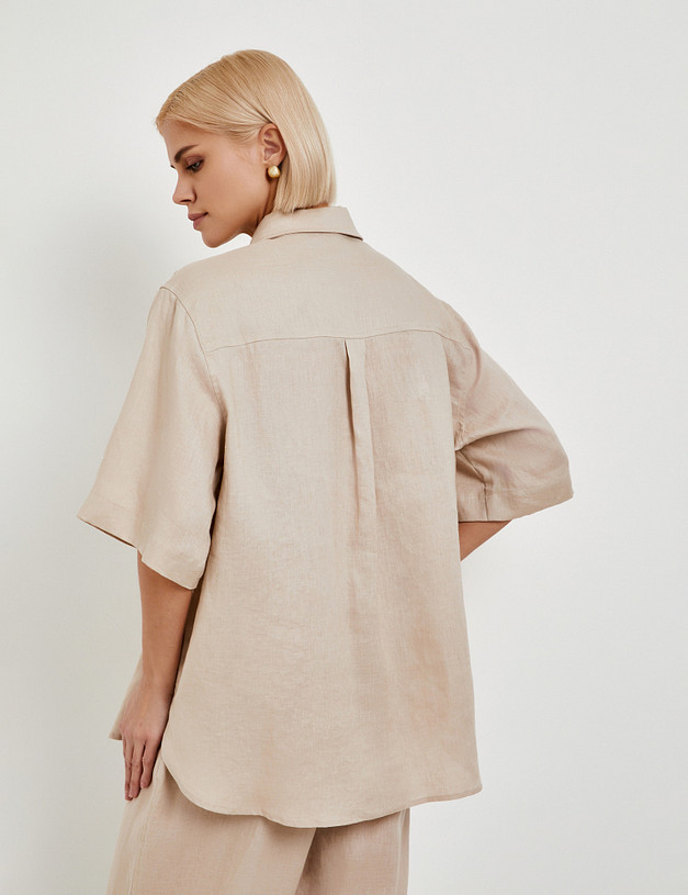Бежевая женская льняная блузка  MASCOTTE 973-5122-2708 | ракурс 5