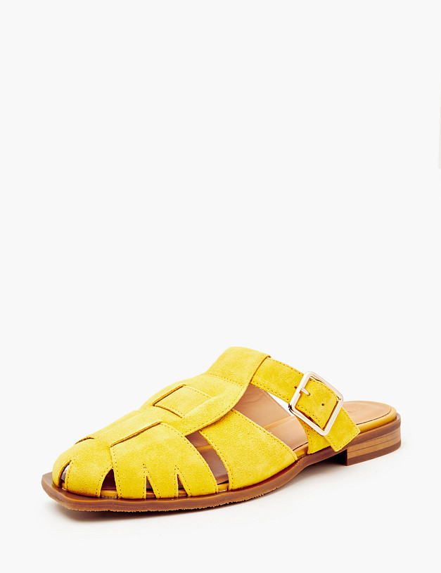 Желтые женские мюли из велюра MASCOTTE 22-4121013-0218 | ракурс 3