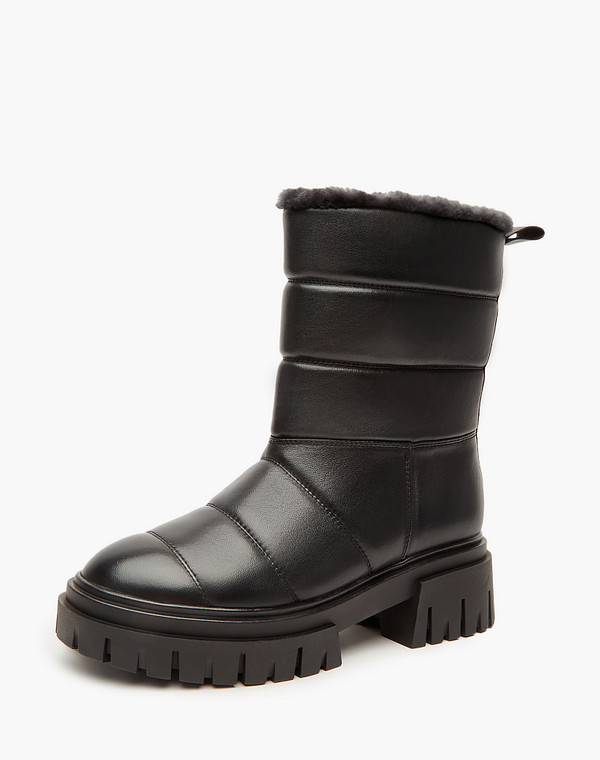 233-2265638-7501M Ботинки женские нат.кожа/мех черн, Mascotte